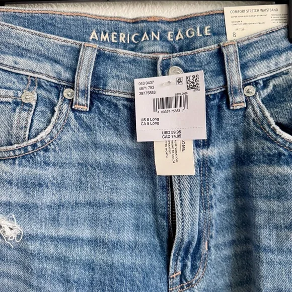 AMERICAN EAGLE SUPER HIGH WAISTED BAGGY STRAIGHT JEAN - Picture 6 of 11